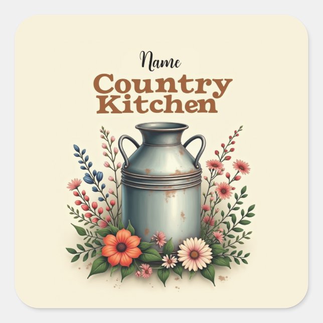 Sticker Carré Pack d'autocollants Country Kitchen – Cuisine rust (Devant)