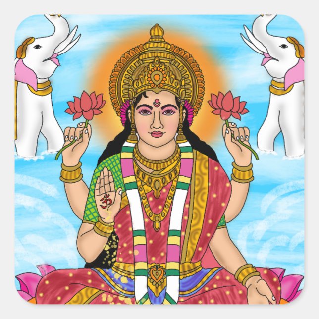 Sticker Carré Pack d'autocollants de la déesse Lakshmi  (Devant)