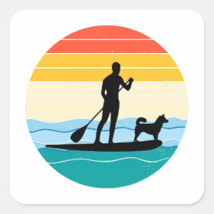 Sticker Carré Paddleboard Paddleboard Paddleboard Sports nautiqu