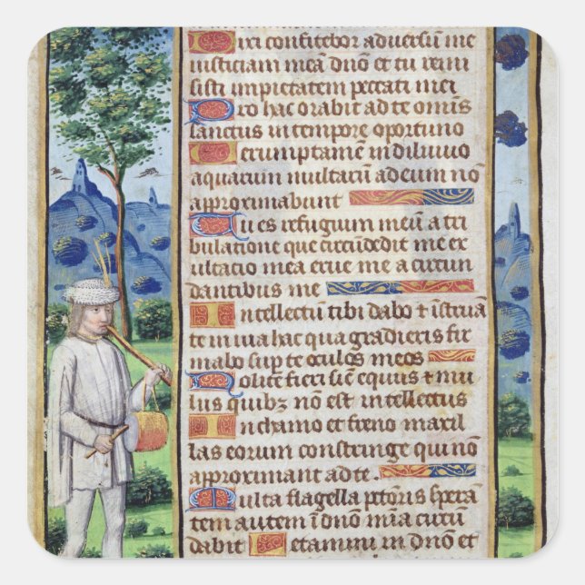 Sticker Carré Page de texte avec un détail de bordure d'un (Devant)