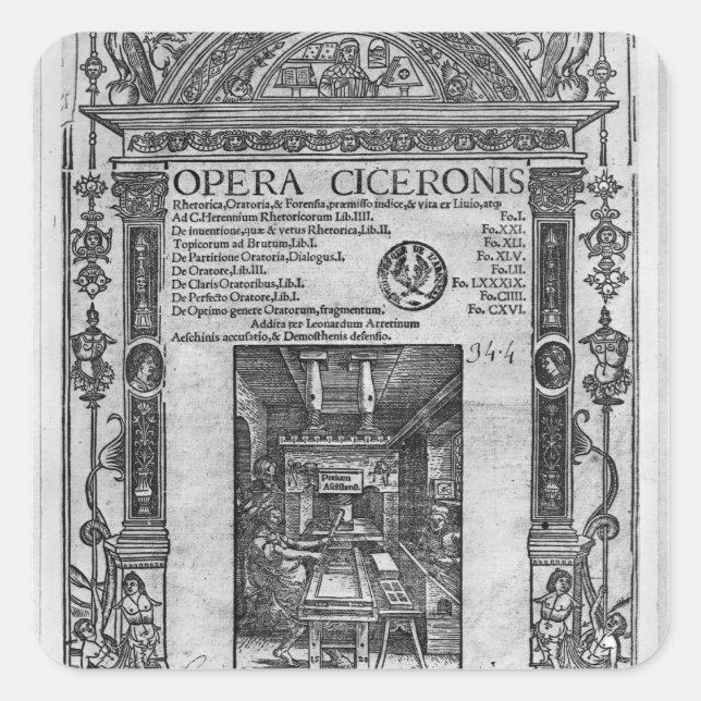 Sticker Carré Page de titre de 'Opera Ciceronis', publié 1520 (Devant)