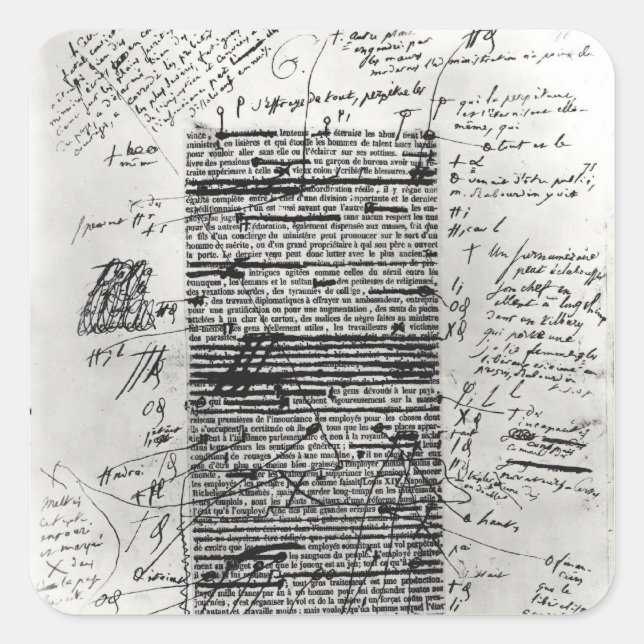 Sticker Carré Page d'une des oeuvres de Balzac (Devant)