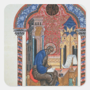 Sticker Carré Page titre des quatre évangiles d'Isaac Birev, 1