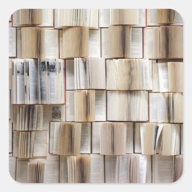 Sticker Carré Pages de livres vintages ouverts (Devant)