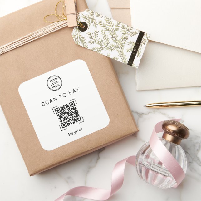 Sticker Carré Paiement par code QR pour les entreprises (Cadeaux)