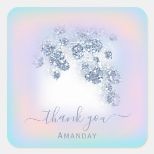 Sticker Carré Pailleté Bleu Pêche Menthe Merci 16ème Douce