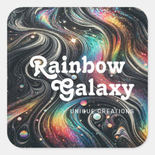 Sticker Carré Paillettes de Pluie Arc-en-Ciel Holographiques Gal
