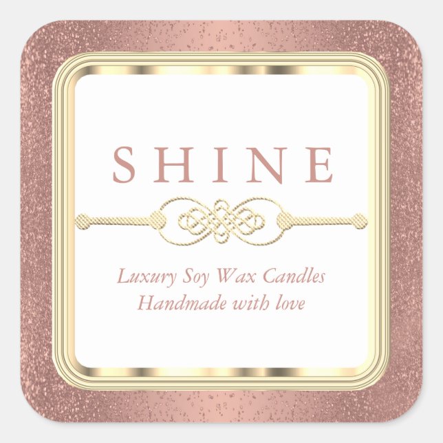 Sticker Carré Paillettes Rose Gold et Blanc (Devant)