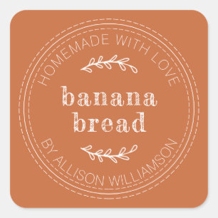 Sticker Carré Pain de banane maison rustique brûlé orange