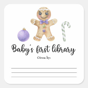 Sticker Carré Pain d'épice de Noël - Première bibliothèque de bé