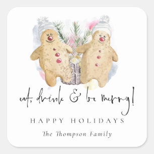Sticker Carré Pain D'Épice Hommes Mangez Boire Soyez Nom Joyeux