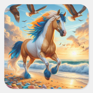 Sticker Carré Paint Horse Ocean Eagles
