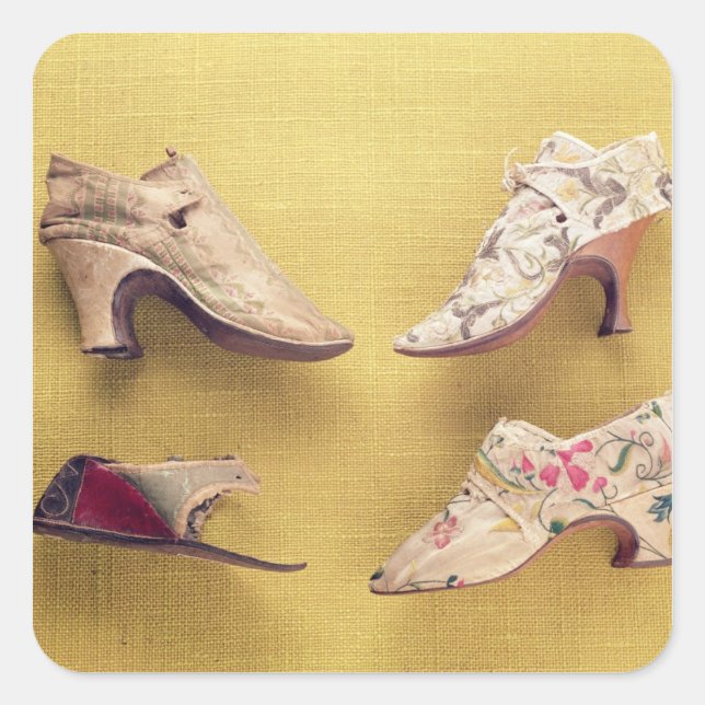 Sticker Carré Paire de chaussures brodées, c.1714 (Devant)