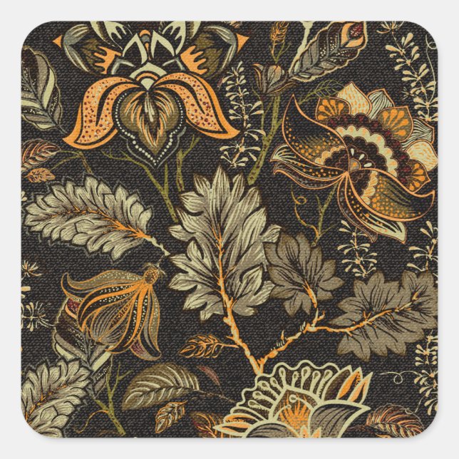 Sticker Carré Paisley floral indien, motif sans couture ethnique (Devant)