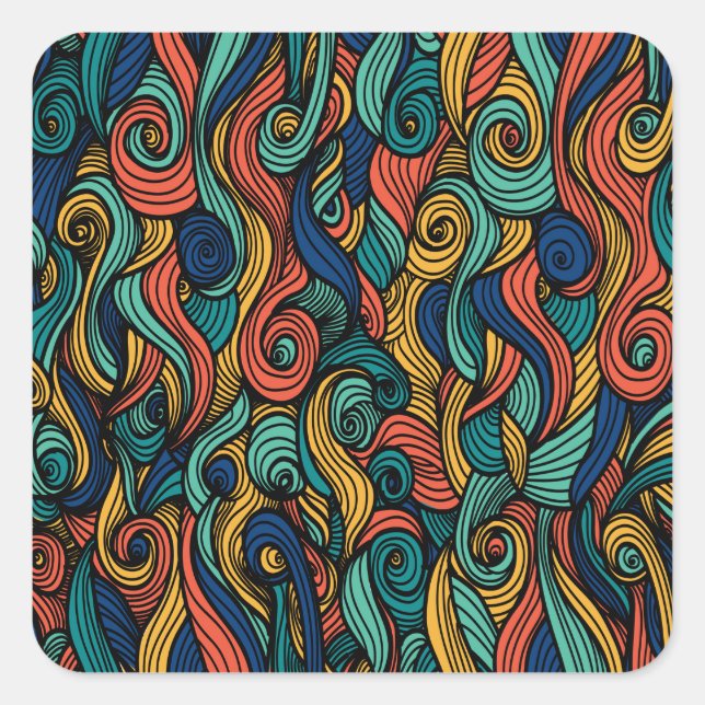 Sticker Carré Paisley haché (Devant)