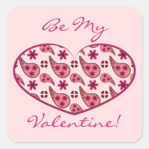 Sticker Carré Paisley Motif Valentine Heart