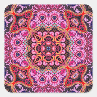 Sticker Carré Paisley multicolore, design d'impression d'écharpe