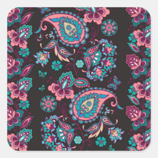 Sticker Carré Paisley Stripe : Noir Décoratif Sans Seamless