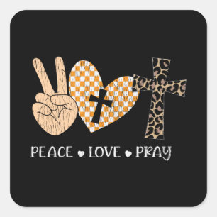 Sticker Carré Paix Amour Prière Action de grâce Noël Chrétien