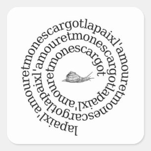 Sticker Carré Paix, l'amour et escargot de lundi