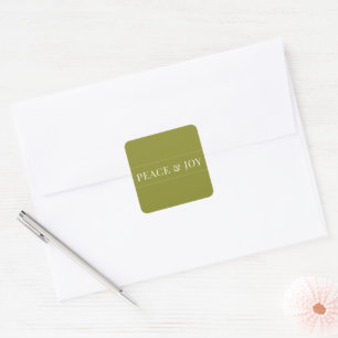 Sticker Carré Paix Minimaliste Et Joie Vert Noël Blanc