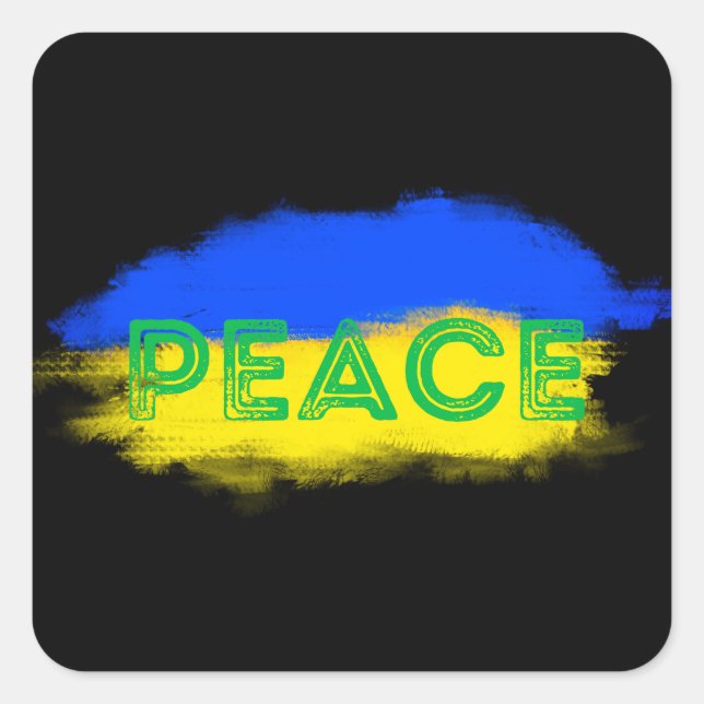 Sticker Carré PAIX pour l'Ukraine Anti-guerre ukrainienne Pas de (Devant)