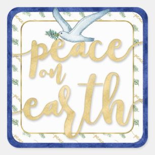 Sticker Carré Paix sur Terre Noël Kwanzaa Hanoukka
