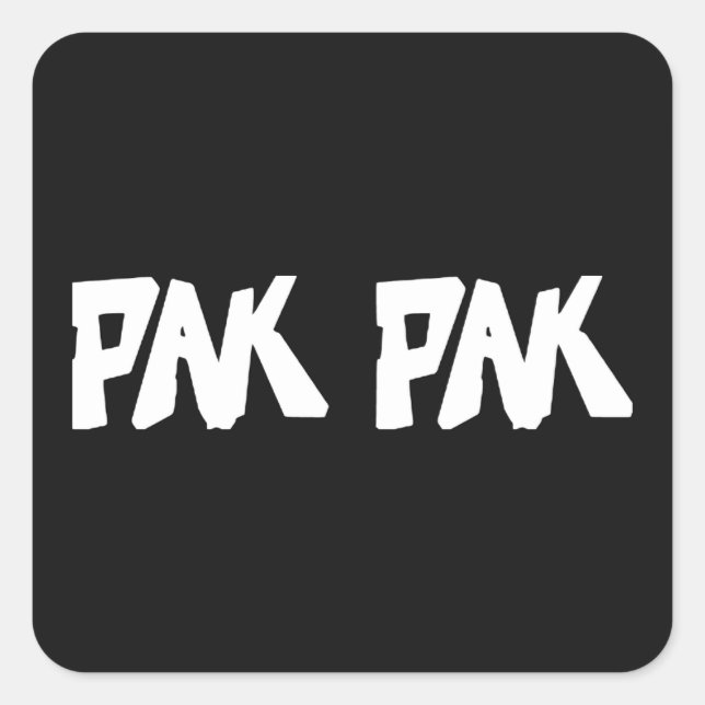 Sticker Carré Pak Pak Marque Manuscrite Blanche (Devant)