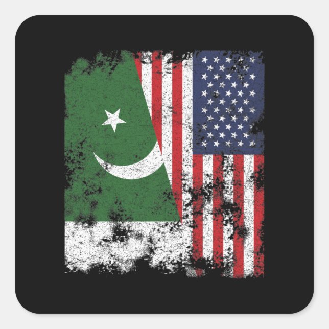 Sticker Carré Pakistan USA Flag (Devant)