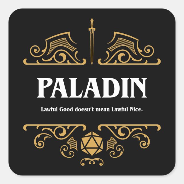 Sticker Carré Paladin Classe Tabletop Jeu RPG (Devant)