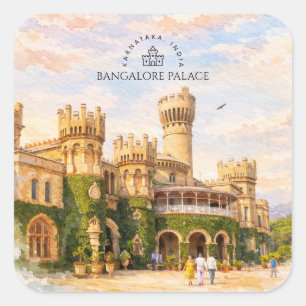 Sticker Carré Palais de Bangalore Inde Aquarelle Souvenir de Voy