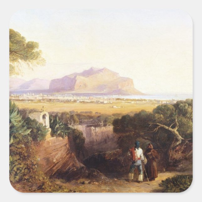 Sticker Carré Palerme, Sicile, 1847 (huile sur toile) (Devant)