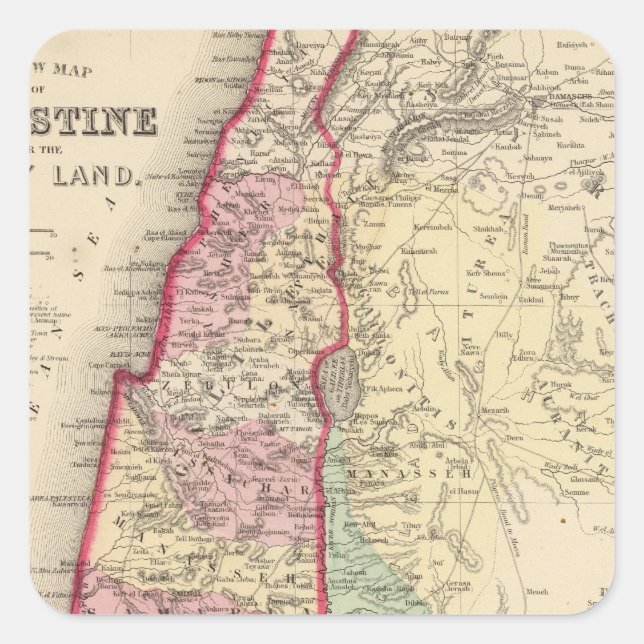 Sticker Carré Palestine, Jérusalem Carte par Mitchell (Devant)