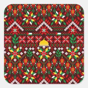 Sticker Carré Palestine Tatreez Broderie traditionnelle