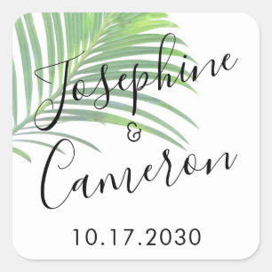 Sticker Carré Palm Leaf Plage Moderne Destination Mariage Favori