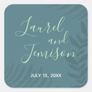 Sticker Carré Palm ombragé Turquoise