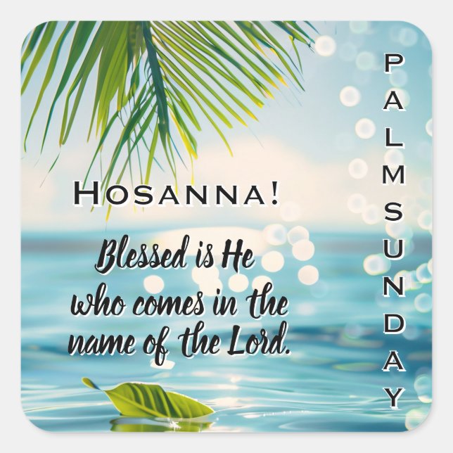 Sticker Carré Palm Sunday Hosanna Scripture  (Devant)