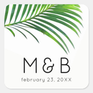 Sticker Carré Palm Tree Feuilles Feuille Tropicale Mariage moder