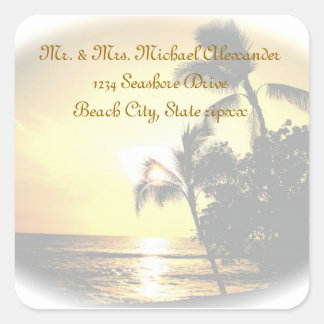 Sticker Carré Palm Tree Ocean Sunset Adresse de retour