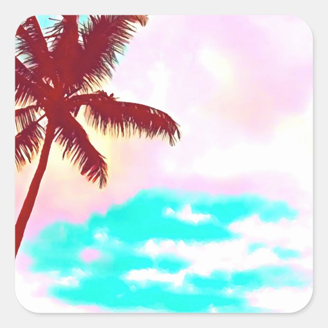 Sticker Carré Palm Trees vie tropicale de l'île (Devant)