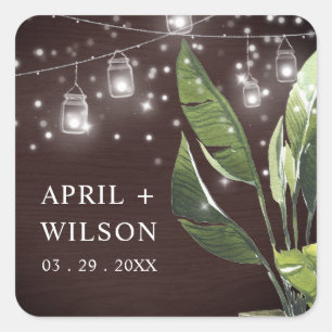 STICKER CARRÉ PALME EN BOIS TROPICAL STARRY NIGHT MASON JAR MARI