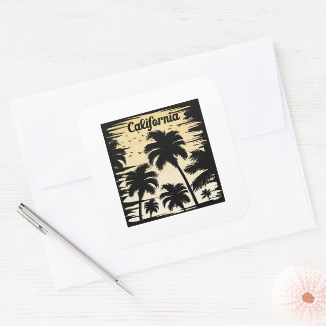 Sticker Carré Palmier de Californie (Enveloppe)
