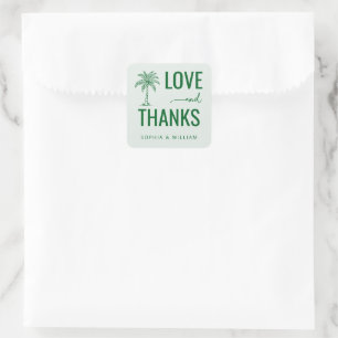 Sticker Carré Palmier Minimaliste Tropical Vert Chaud