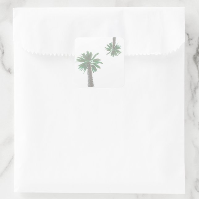 Sticker Carré Palmier Stylisé Pastel Green Tropical (Sac)