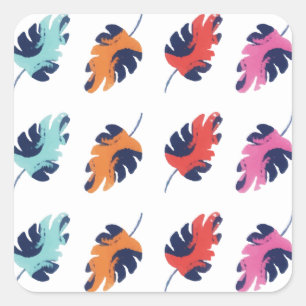 Sticker Carré Palmiers d'été tropicaux exotiques Feuille Motif