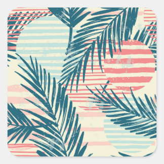 Sticker Carré Palmiers exotiques, textures dessinées à la main