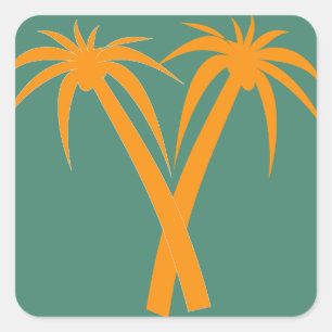 Sticker Carré Palmiers tropicaux orange été