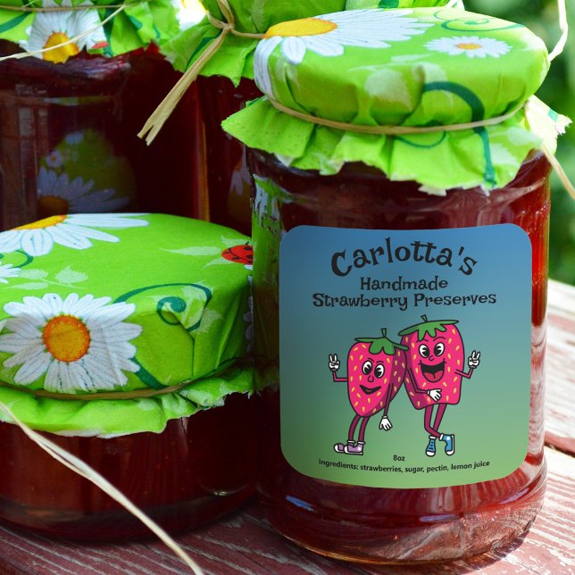 Sticker Carré Pals de fraises Drôle Cartoon Pie de confiture et  (Créateur téléchargé)