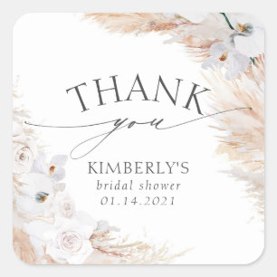 Sticker Carré Pampas Grass et Orchidée blanche Tropical