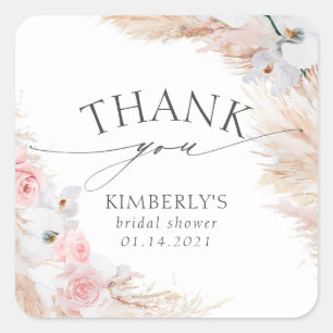 Sticker Carré Pampas Grass et Orchidée blanche Tropical